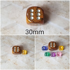 30mm Chessex Glitter Gold with Silver pips, Glitter dice, Chessex 30mm die, Glitter Gold dice, mega titan d6, dnd dice, extra d6 dice