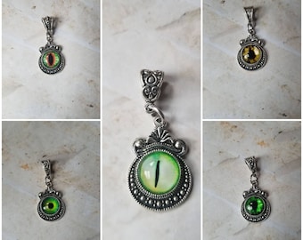 Dragon eye pendant, dragon eye necklace, dragon jewelry, fantasy necklace, snake eye necklace, cat eye jewelry, eye pendant, many colors