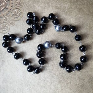 Orthodox prayer beads, Orthodox Chotki, stainless steel, Chotki, Komboskini, hand-wired, black and gray glass pearls, gift for Dad