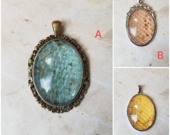 Snake shed jewelry, snake shed pendant, snakeskin necklace, cruelty free snake sheds, Boa Constrictor shed jewelry, Boa shed skin pendant