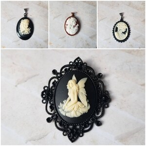 Cameo pendant, cameo necklace, Goddess cameo jewelry, beautiful lady cameo, woman cameo pendant,faerie cameo pendant, Flapper lady cameo