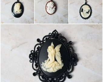 Cameo pendant, cameo necklace, Goddess cameo jewelry, beautiful lady cameo, woman cameo pendant,faerie cameo pendant, Flapper lady cameo