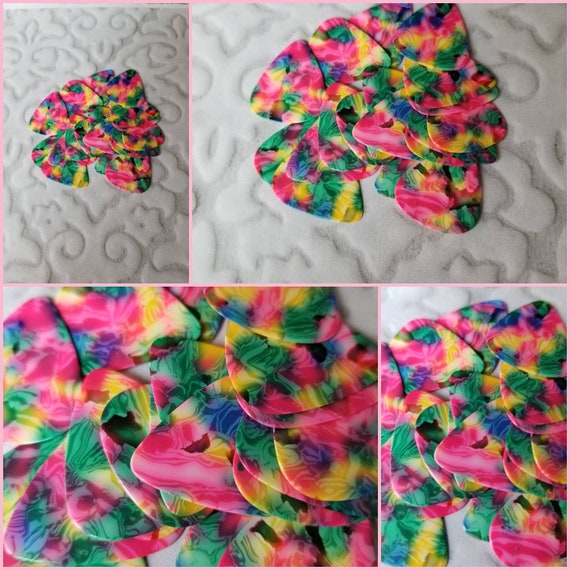 Destash guitar picks, multicolor guitar picks, guitar plectrums, generic guitar picks, guitar pick destash, confetti, 20 or 50, 351 style