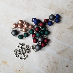 Anglican prayer beads, Methodist rosary, Protestant prayer beads, Episcopal rosary, stainless steel, Christmas colors, glass pearls