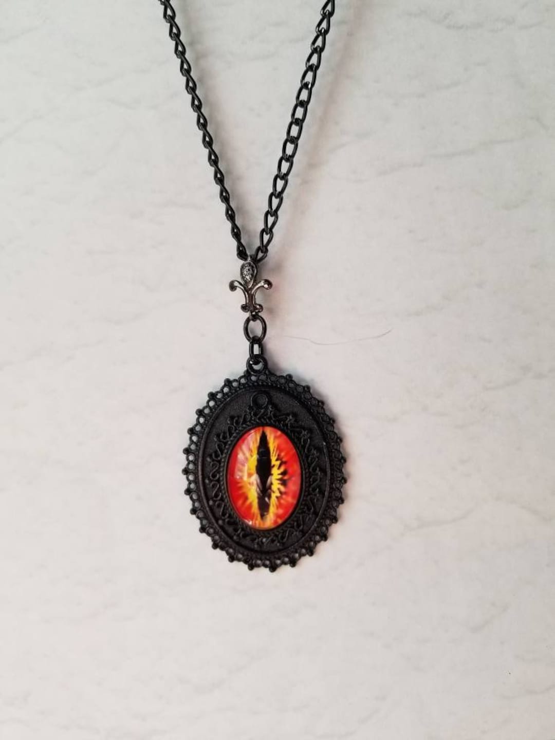 Dragon Eye Necklace, Dragon Eye Pendant, Fantasy Necklace, Glass Dragon