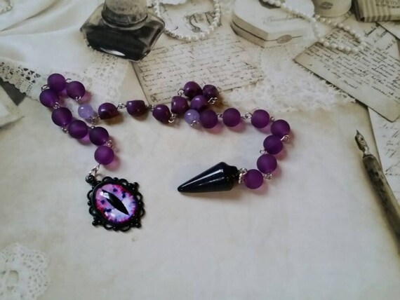 Day of the Dead prayer beads, Dia de Los Muertos prayer beads, pagan prayer beads, stainless steel, Sea glass, Jade, gemstone, dragon eye