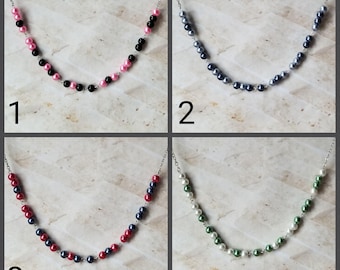 F... TRUMP necklace, F**k Trump Morse code necklace, Morse code necklace, silver tone, stainless steel, glass pearls, Anti-Trump jewelry