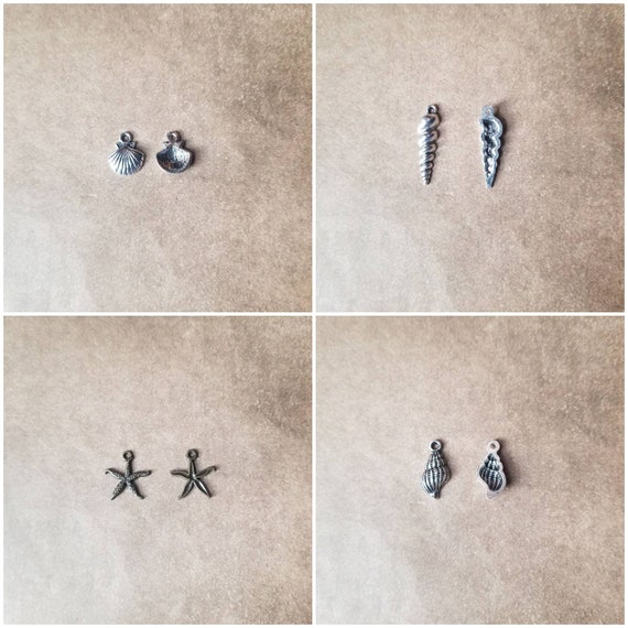 Destash charms, silver or bronze toned, metal charms, Ocean charms, destash starfish charms, destash seashell charms, destash beach charms