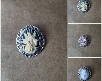 Cameo brooch or pendant, Guardian angel cameo, flower cameo, angel cameo pendant, angel cameo pin, flower cameo pendant, flower cameo brooch