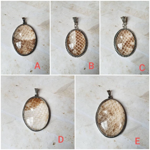 Snake shed jewelry, snake shed pendant, snakeskin necklace, cruelty free snake sheds, Boa Constrictor shed jewelry, Boa shed skin pendant