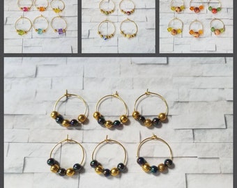 Wine charms x 4 or 6, glass markers, wine charms, cup charms, bottle charms, wine glass charms, beverage markers, gold toned wire