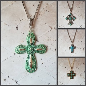 Cross pendant, cross necklace, cross jewelry, Christian jewelry, large silver-toned metal cross, silver toned cross, stainless steel chain