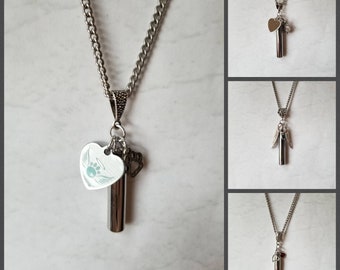 Stainless steel memorial necklace, memorial jewelry, remembrance necklace, cremation urn jewelry, wearable  cremation vial, people or pets