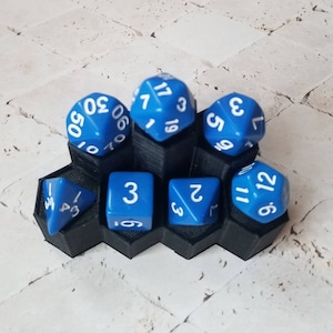 Opaque blue 16mm dnd dice with white numbers, polyhedral gaming dice, DnD dice set, RPG dice, gaming dice, set of 7 DnD dice
