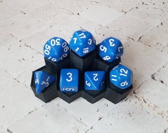 Opaque blue 16mm dnd dice with white numbers, polyhedral gaming dice, DnD dice set, RPG dice, gaming dice, set of 7 DnD dice