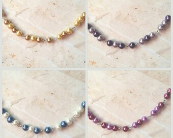 F... TRUMP morse code necklace, Screw Trump necklace, Morse code necklace, silver tone, stainless steel, glass pearls, Anti-Trump jewelry
