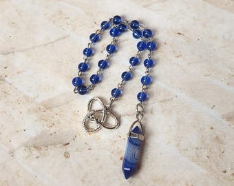 Beaded pendulum, divination, dowsing pendulum, gemstone pendulum, stainless steel, hand-wired, glass beadss, metal charm