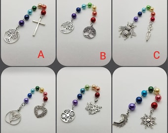 Unitarian Universalist prayer beads, 7 Principles of UU, prayer aid, rainbow prayer strand, UU chaplet, chakra colors, 10mm beads