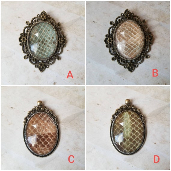 Snake shed jewelry, snake shed pendant, snakeskin necklace, cruelty free snake sheds, Boa Constrictor shed jewelry, Boa shed skin pendant