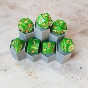 Pearl apple green 16mm dnd dice with gold numbers, polyhedral gaming dice, DnD dice set, RPG dice, gaming dice, set of 7 DnD dice