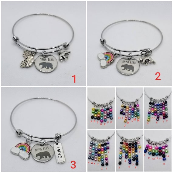 LGBTQ pride bangle, stainless steel charm bangle, Pride jewelry, build your own bangle, 42 different Pride flags, silver toned charms