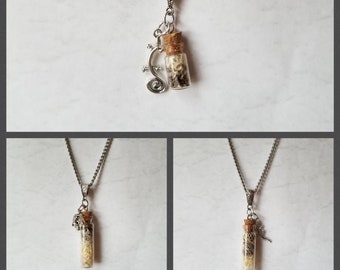 Tegu shed charm vial pendant, Tegu shed bottle pendant, lizard skin in bottles, reptile shed jewelry, Tegu shed pendant, silver lizard charm