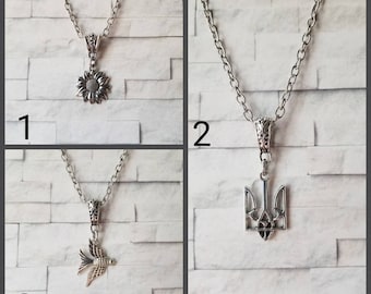 Support Ukraine necklace, I stand with Ukraine pendant, sunflower pendant, tryzub pendant, peace dove pendant, Ukrainian jewelry, Ukrainian