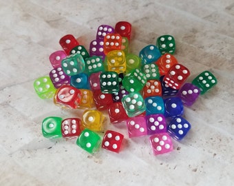 Individual 16mm d6 dnd die, translucent  polyhedral gaming dice, DnD dice, RPG dice, spare d6 dice, random dice, round edge, 16mm