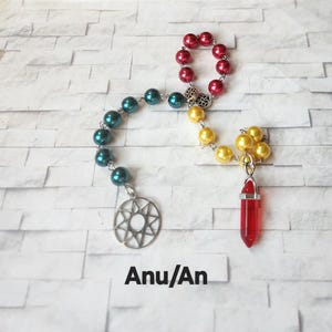 Anu/An prayer beads, deity prayer beads, hand-wired, beautiful beads, silver toned charms, Mesopotamian