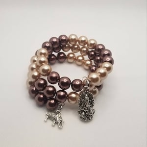 Mala-armband, mala med 54 pärlor, armband med minnestråd, wrap-armband, bruna glaspärlor, wrap-armband, yogaarmband, hinduiska malapärlor