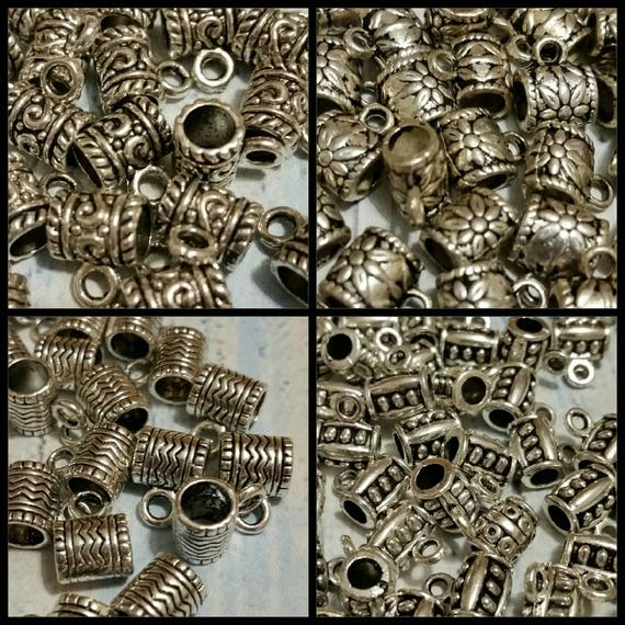 Destash, bails, silver-toned metal jewelry bails x 20, four styles
