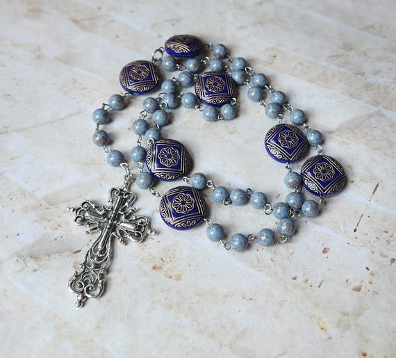 Lutheran Rosary, Prayer Beads, Hand-wired, Stainless Steel, Gray