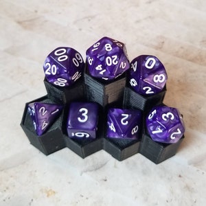 Pearl purple 16mm dnd dice with white numbers, polyhedral gaming dice, DnD dice set, RPG dice, gaming dice, set of 7 DnD dice
