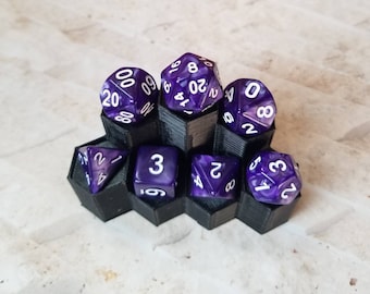 Pearl purple 16mm dnd dice with white numbers, polyhedral gaming dice, DnD dice set, RPG dice, gaming dice, set of 7 DnD dice