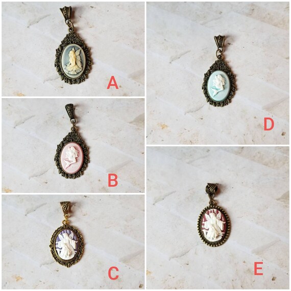 Gothic cameo pendant, Gothic style cameo, faerie cameo pendant, mermaid cameo pendant, guardian angel cameo, religious cameo pendant