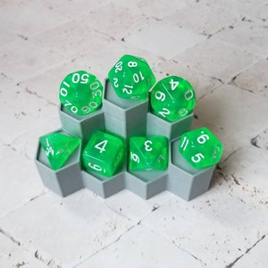 Translucent green 16mm dnd dice with white numbers, polyhedral gaming dice, DnD dice set, RPG dice, gaming dice, set of 7 DnD dice