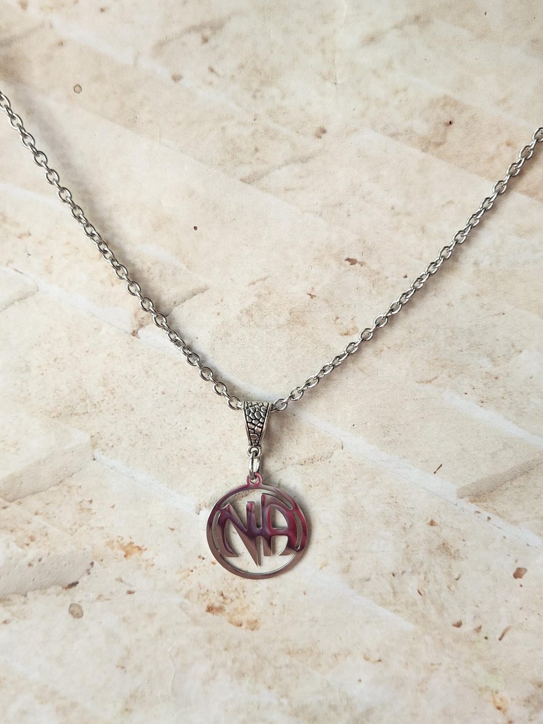 Anonymous Chain Stainless Steel Metal Narcotics Anonymous Pendant Necklace With a ...