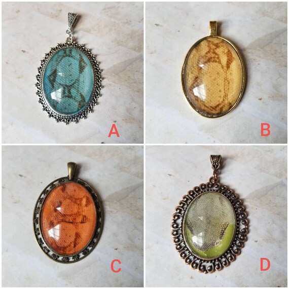 Snake shed jewelry, snake shed pendant, snakeskin necklace, cruelty free snake sheds, Boa Constrictor shed jewelry, Boa shed skin pendant