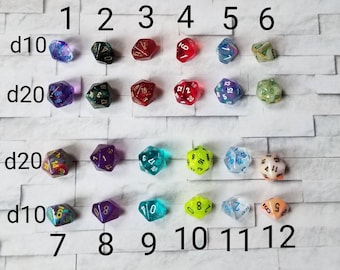 ONE Chessex D10 or D20  10mm die, single mini d10 or d20, Chessex mini dice, 10mm mini dice, 12 different colors, mini d10 die, mini d20 die