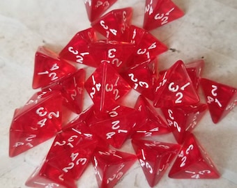 Individual d4 die, ONE single d4 dnd die, polyhedral gaming dice, DnD dice, RPG dice, D and D dice, spare dice, spare d4 dice,  extra d4 die