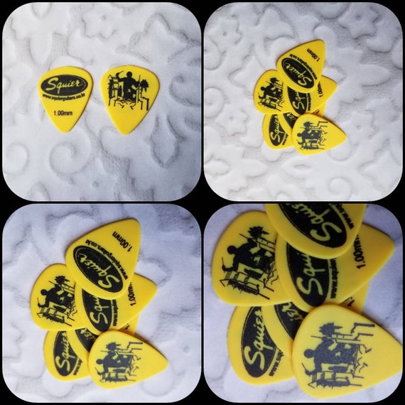 Destash guitar picks, guitar plectrums, premium guitar picks, patterned guitar picks, Squier guitar picks, destash premium picks, x 6