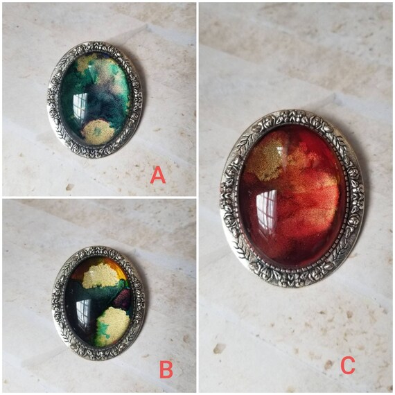 Alcohol ink art jewelry, alcohol ink brooch,alcohol ink on glass, original art jewelry, alcohol ink pin, alcohol ink jewelry