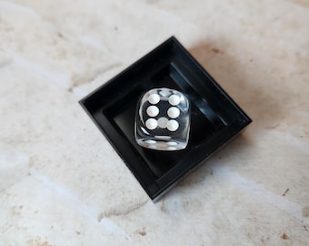 Individual Chessex clear and white d6 die, extra 16mm d6 dnd dice, polyhedral gaming dice, DnD dice, RPG dice, spare dice, spare d6 dice,