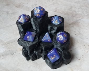 Glittery blue and white 16mm dnd dice,gaming dice, DnD dice set, RPG dice, dnd dice, gaming dice, set of 7 DnD dice, two toned dice