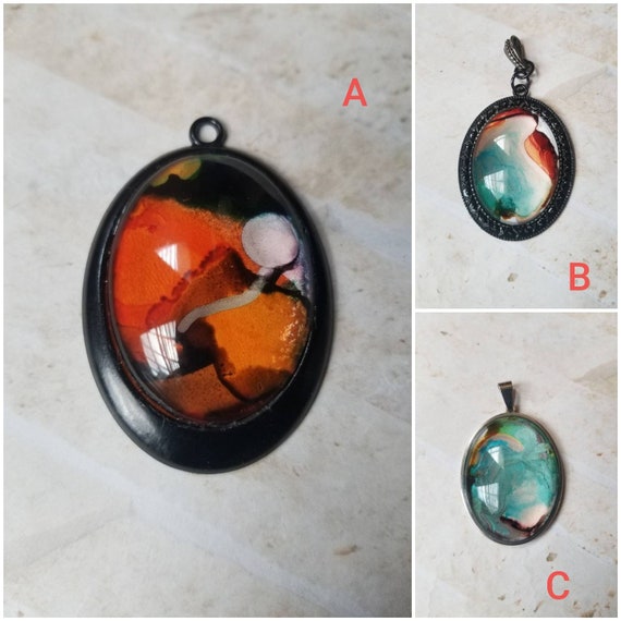 Alcohol ink art jewelry, alcohol ink pendant, alcohol ink on glass, original art jewelry, alcohol ink pendant, alcohol ink necklace