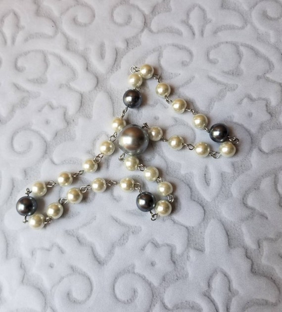 UU Prayer beads, Unitarian universalist prayer beads, stainless steel, hand wired, glass pearl prayer beads, ivory and grey glass pearls
