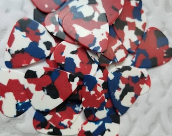 Destash guitar picks, guitar plectrums, pearl guitar picks, red, white, and blue, destash guitar plectrums, generic guitar picks, x 20