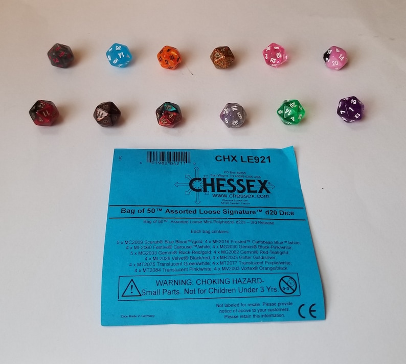 ONE Chessex D20 10mm die, single d20, Chessex mini dice, 10mm mini dice, 12 different colors, mini d20 dice image 3