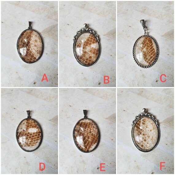 Snake shed jewelry, snake shed pendant, snakeskin necklace, cruelty free snake sheds, Boa Constrictor shed jewelry, Boa shed skin pendant