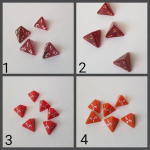 Individual d4 die, ONE single d4 dnd die, polyhedral gaming dice, DnD dice, RPG dice, D and D dice, spare dice, spare d4 dice,  extra d4 die